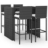 vidaXL 5-tlg. Gartenbar-Set mit Kissen Schwarz Poly Rattan