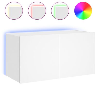 vidaXL TV-Wandschrank mit LED-Leuchten Weiß 80x35x41 cm