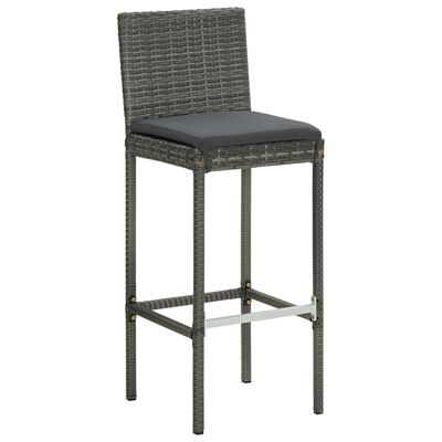 vidaXL Garten-Barhocker mit Kissen 2 Stk. Grau Poly Rattan