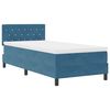 vidaXL LED Boxspringbett mit Matratze Dunkelblau 90 x 190 cm Samt