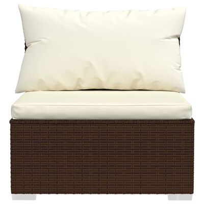 vidaXL 10-tlg. Garten-Lounge-Set mit Kissen Braun Poly Rattan