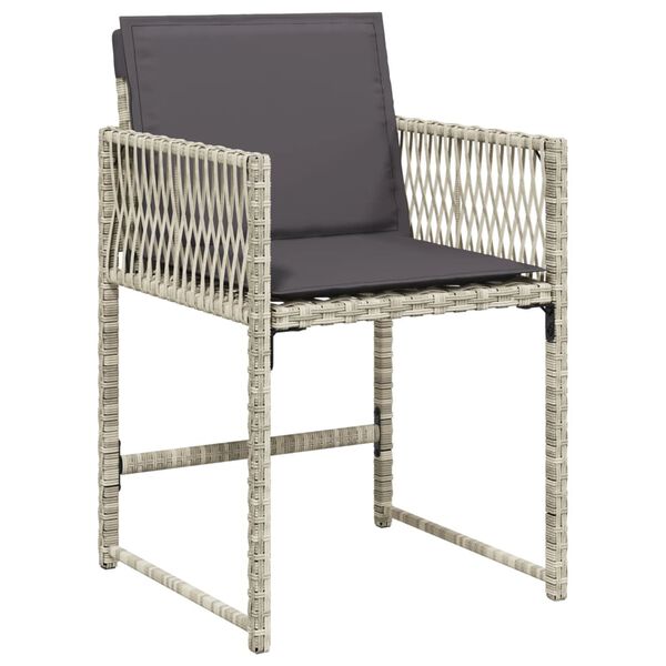 vidaXL 17-tlg. Garten-Essgruppe mit Kissen Hellgrau Poly Rattan