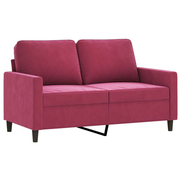 vidaXL 3-tlg. Sofagarnitur mit Kissen Weinrot Samt