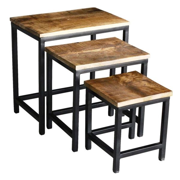Rousseau 3-tlg. Beistelltisch-Set Akra Holz Magnolie