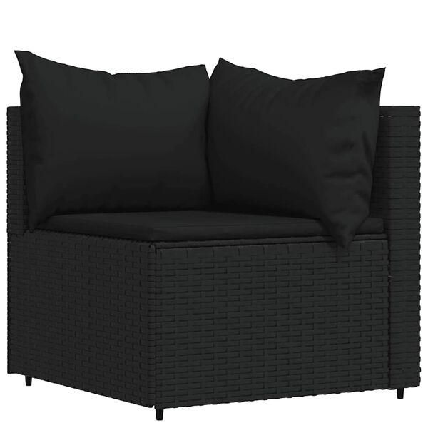vidaXL 4-tlg. Garten-Lounge-Set mit Kissen Schwarz Poly Rattan