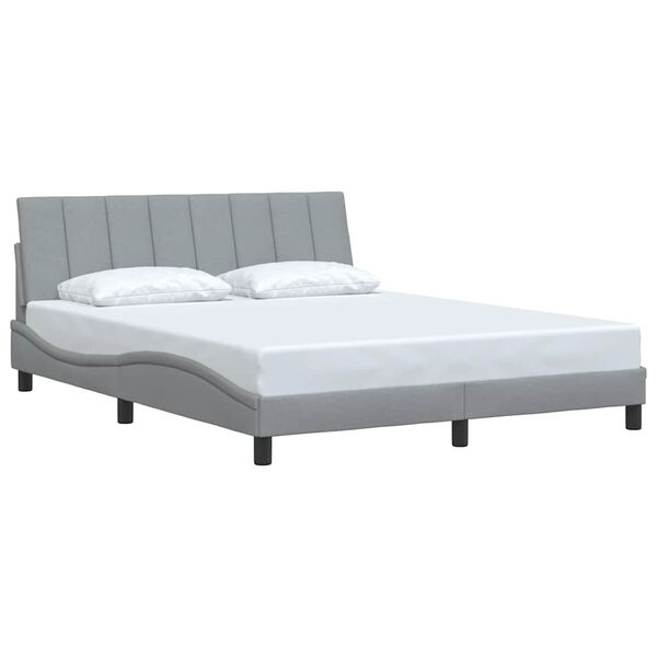 vidaXL Bettgestell ohne Matratze "Hanko" Hellgrau 160x200 cm Stoff