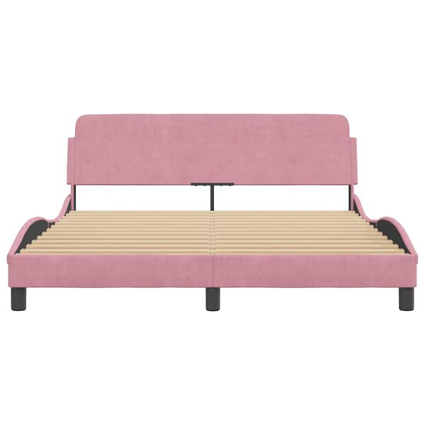 vidaXL Bettgestell mit Kopfteil "Dover" Rosa 160x200 cm Samt