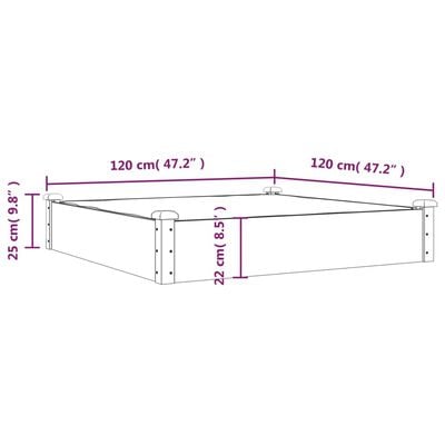 vidaXL Hochbeet mit Einsatz Braun 120x120x25 cm Massivholz Tanne