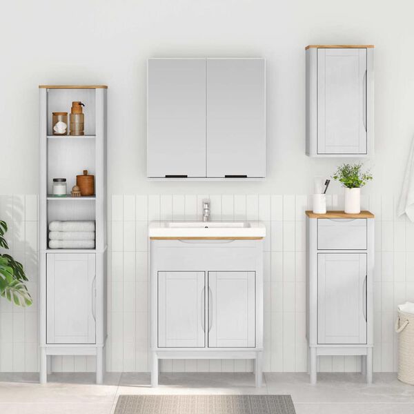 vidaXL Badezimmerschrank Wei&szlig; 35 x 30 x 90 cm Massivholz Kiefer