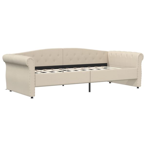 vidaXL Tagesbett mit Matratze USB Creme Stoff 90x200 cm