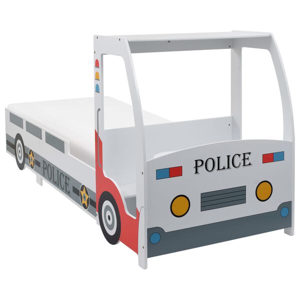 vidaXL Polizeiauto-Kinderbett mit Matratze 90x200 cm 7 Zone H3