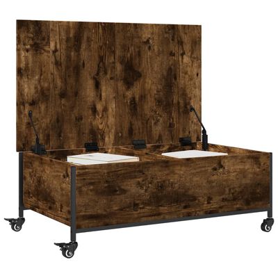 vidaXL Couchtisch mit Rollen Räuchereiche 91x55x34 cm Holzwerkstoff