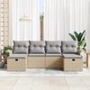 vidaXL Garten-Sofa-Set mit Kissen mit Speicher 6 pcs Beige Poly Rattan