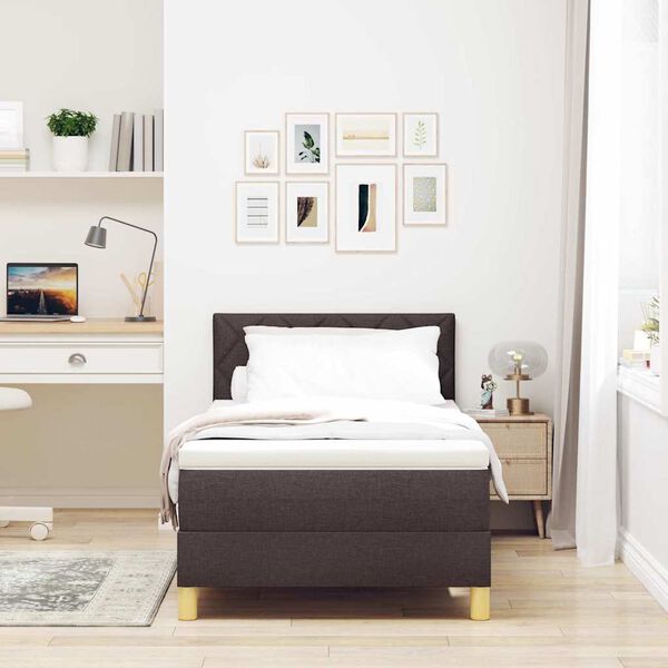 vidaXL Boxspringbett mit Matratze Dunkelbraun 100 x 200 cm Stoff