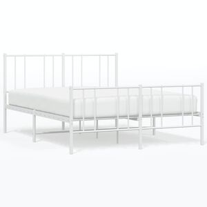 vidaXL Bettgestell mit Kopf- und Fu&szlig;teil Metall Wei&szlig; 140x200 cm