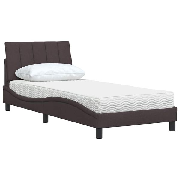 vidaXL Bett mit Matratze "Hanko" Dunkelbraun 80x200 cm Stoff