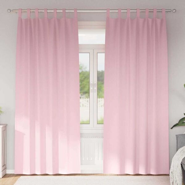 vidaXL Verdunkelungs-Vorh&auml;nge mit Ringen 2 pcs Babyrosa 260 x 140 cm