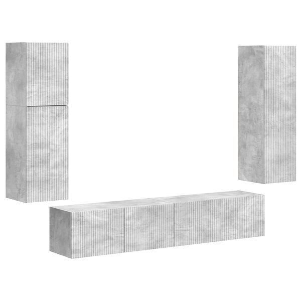vidaXL TV-Schrankset Wandmontiert 4 pcs Beton Grau Holzwerkstoff