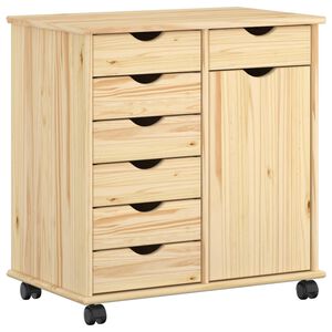 vidaXL Rollschrank 63,5 x 39 x 65,5 cm Massivholz Kiefer Braun