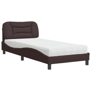 vidaXL Bett mit Matratze "Hvar" Dunkelbraun 90x200 cm Stoff