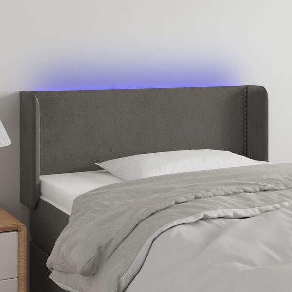 vidaXL LED Kopfteil Dunkelgrau 103x16x78/88 cm Samt
