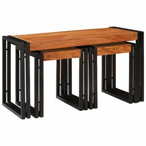 vidaXL Nestingtisch 3 stk. Braun und Schwarz 82 x 40 x 45 cm