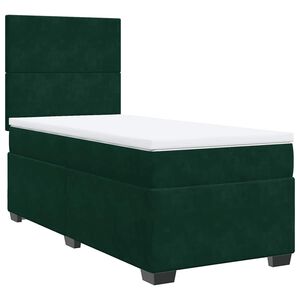 vidaXL Boxspringbett mit Matratze Dunkelgr&uuml;n 80x200 cm Samt