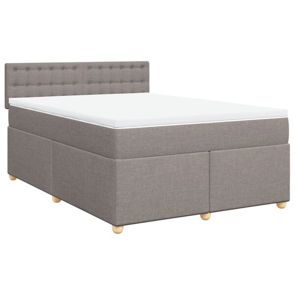 vidaXL Boxspringbett mit Matratze Taupe 140x190 cm Stoff