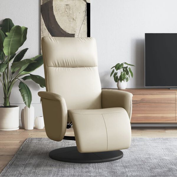 vidaXL Relaxsessel mit Fu&szlig;teil Creme Kunstleder