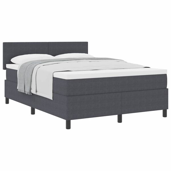 vidaXL Boxspringbett Dunkelgrau und Wei&szlig; 203 x 160 x 88 cm Cordstoff