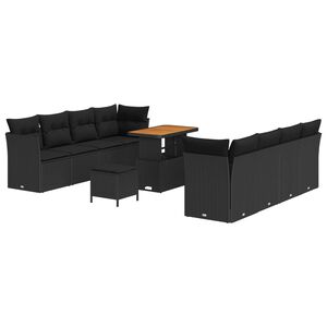 vidaXL Garten-Sofa-Set 11 pcs Schwarz Poly-Rattan