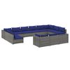 vidaXL 13-tlg. Garten-Lounge-Set mit Kissen Grau Poly Rattan