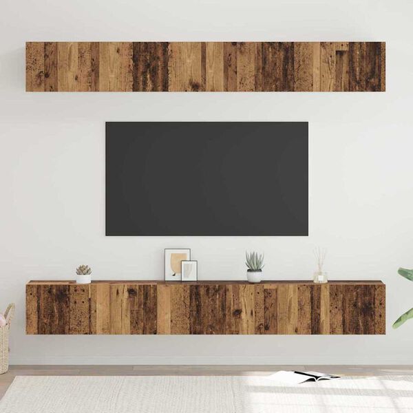 vidaXL TV-Schrankset Wandmontiert 6 pcs Altholz Holzwerkstoff