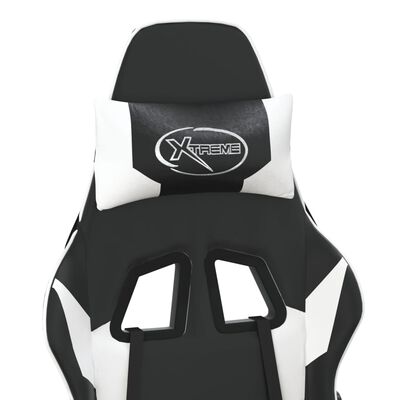 vidaXL Gaming-Stuhl mit Fußstütze Schwarz und Weiß Kunstleder