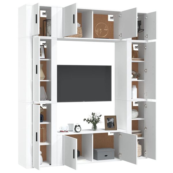 vidaXL 8-tlg. TV-Schrank-Set Wei&szlig; Holzwerkstoff