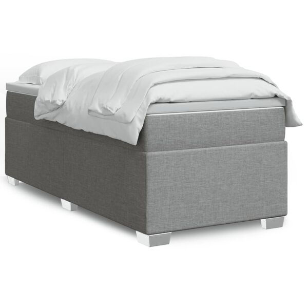 vidaXL Boxspringbett mit Matratze Hellgrau 90x190 cm Stoff