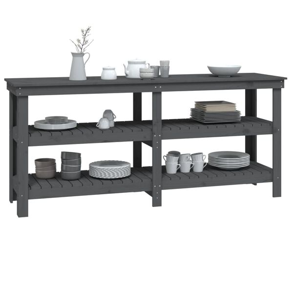vidaXL Werkbank Grau 181x50x80 cm Massivholz Kiefer