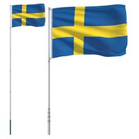 vidaXL Flagge Schwedens mit Mast 5,55 m Aluminium