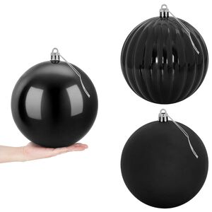 vidaXL Weihnachtskugel-Set XXL 3 stk. Schwarz &Oslash; 25 cm Kunststoff