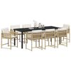 vidaXL Garten Essgruppe 9 pcs Beige Poly-Rattan