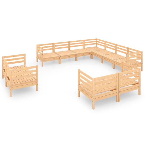 vidaXL 11-tlg. Garten-Lounge-Set Massivholz Kiefer
