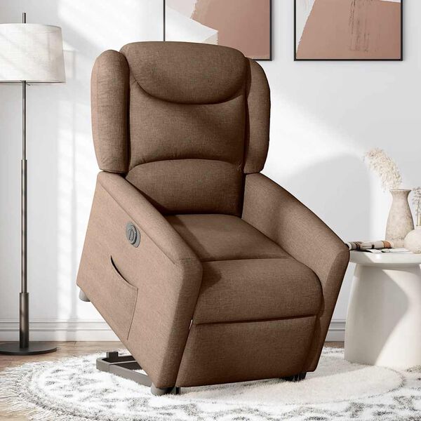 vidaXL Relaxsessel mit Aufstehhilfe Elektrisch Braun Stoff