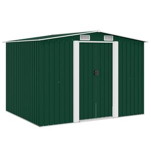 vidaXL Gartenschuppen Gr&uuml;n Metall 257 x 205 x 178 cm