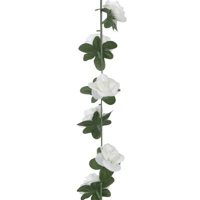 vidaXL Weihnachtskränze Blumen 6 Stk. Weiß 240 cm