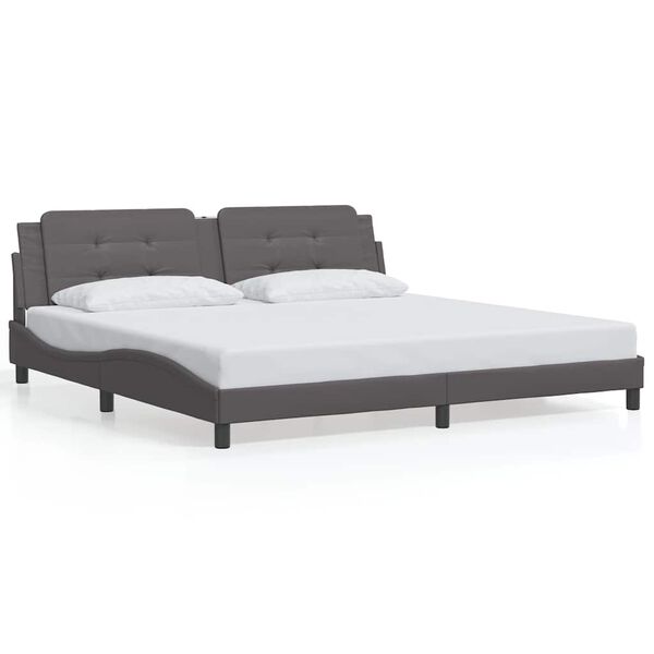 vidaXL Bettgestell ohne Matratze "Zadar" Grau 200x200 cm Kunstleder