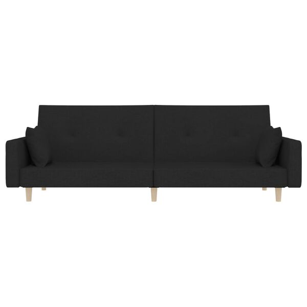 vidaXL Schlafsofa 2-Sitzer mit 2 Kissen Schwarz Stoff