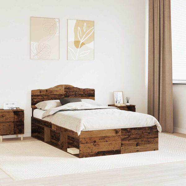 vidaXL Bettrahmen Altholz 120 x 190 cm Massives Kiefernholz