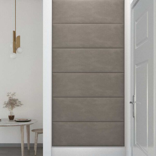vidaXL Wandpaneele 12 Stk. Hellgrau 90x30 cm Samt 3,24 m&sup2;