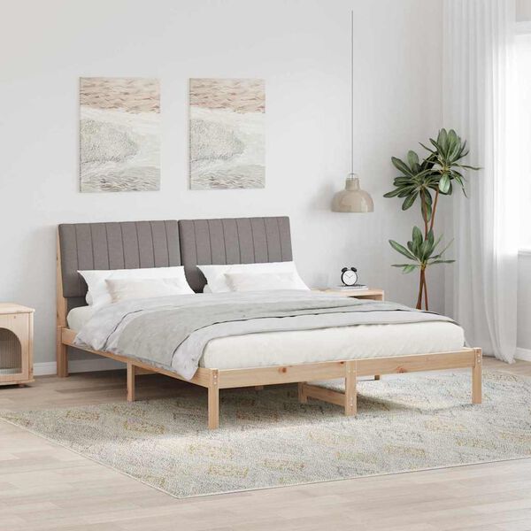 vidaXL Bettrahmen mit Kopfteil Braun 150 x 200 cm Massives Kiefernholz