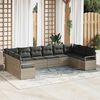 vidaXL Sofa Set mit Kissen mit Speicher 10 pcs Hellgrau Poly-Rattan